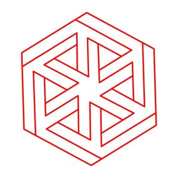 Impossible optical illusion shape. Logo. Optical art objects. Impossible figure イラスト素材
