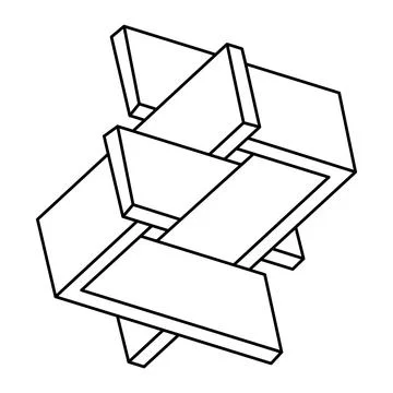 Impossible optical illusion shape. Op art object. Sacred geometry. Impossible Stock Illustration