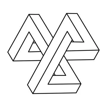 Impossible optical illusion shape. Optical art object. Impossible figures. Stock Illustration