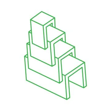 Impossible optical illusion shape. Optical art green objects. Impossible figures Stock Illustration