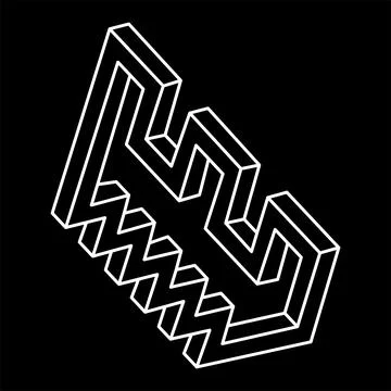 Impossible optical illusion shape. Optical art objects. Impossible figure. Line Stock Illustration