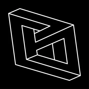 Impossible optical illusion shape. Optical art object. Impossible figures. Line Stock Illustration