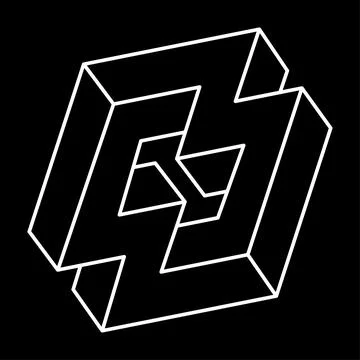 Impossible optical illusion shape. Optical art object. Impossible figures. Line Stock Illustration