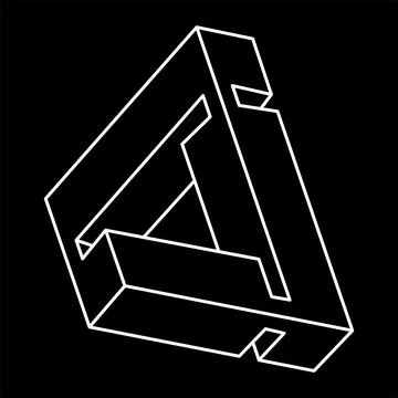 Impossible optical illusion shape. Optical art object. Impossible figures. Line Stock Illustration