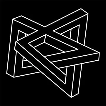 Impossible optical illusion shape. Optical art object. Impossible figures Stock Illustration