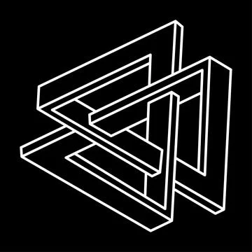 Impossible optical illusion shape. Optical art object. Impossible figure. Unreal Stock Illustration