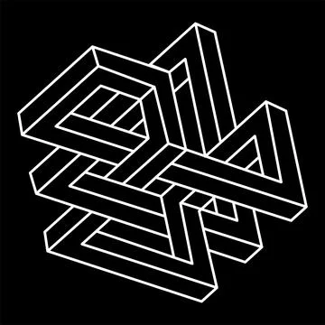 Impossible optical illusion shape. Optical art object. Impossible figure. Sacred Stock Illustration