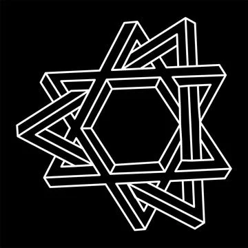 Impossible optical illusion shape. Optical art object. Impossible figure. Sacred Stock Illustration