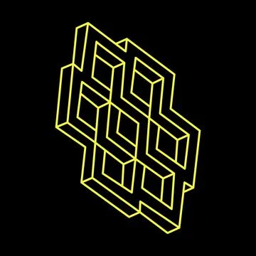 Impossible optical illusion shape. Optical art object. Sacred geometry Illustrazione stock