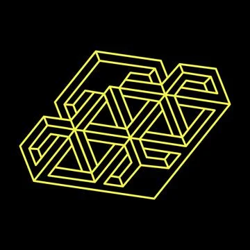 Impossible optical illusion shape. Optical art object. Impossible figures. Line Illustrazione stock