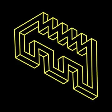 Impossible optical illusion shape. Optical art object. Impossible figures. Line Stock Illustration