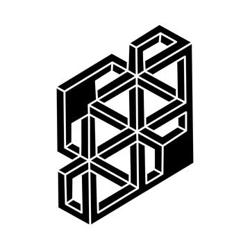 Impossible optical illusion shape. Optical art object. Impossible figure. Unreal Stock Illustration