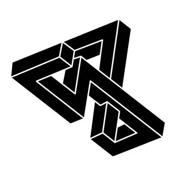 Impossible optical illusion shape. Optical art object. Impossible figure. Unreal Stock Illustration