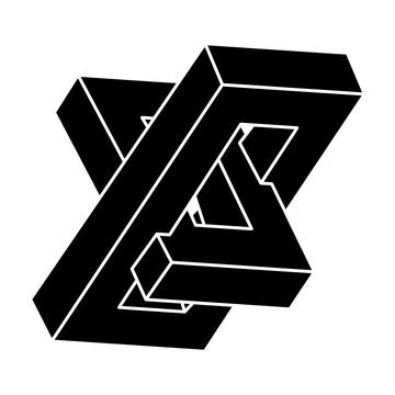 Impossible optical illusion shape. Optical art object. Sacred geometry figure. Stock Illustration