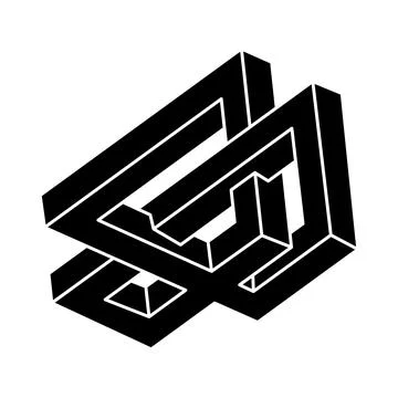 Impossible optical illusion shape. Optical art object. Impossible figure. Sacred Stock Illustration