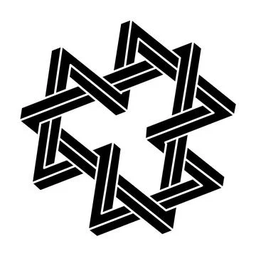 Impossible optical illusion shape. Optical art object. Sacred geometry figure. Stock Illustration