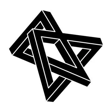 Impossible optical illusion shape. Optical art object. Geometric figure. Stock Illustration