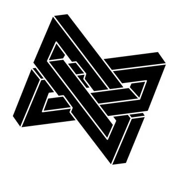 Impossible optical illusion shape. Optical art object. Impossible figure. Sacred Stock Illustration
