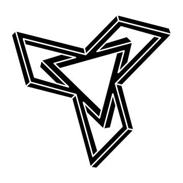 Impossible optical illusion shape. Optical art object. Sacred geometry figure. Illustrazione stock