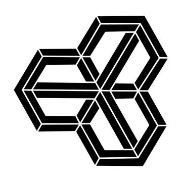 Impossible optical illusion shape. Sacred geometry. Impossible figure. Optical Stock Illustration