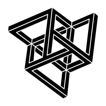 Impossible optical illusion shape. Sacred geometry figure. Optical art object. Stock Illustration