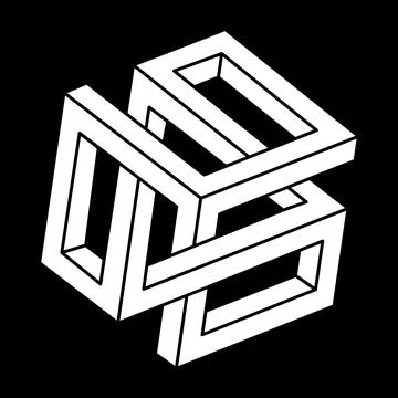 Impossible optical illusion shapes. Escher paradox. Optical art object Illustrazione stock