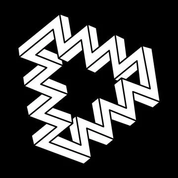 Impossible optical illusion shapes. Escher paradox. Optical art object Stock Illustration