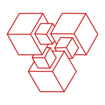 Impossible optical illusion shapes. Logo. Optical art objects. Impossible Stock Illustration