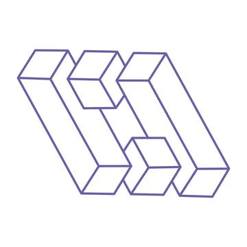 Impossible optical illusion shapes. Logo. Optical art object. Impossible figure Stock Illustration