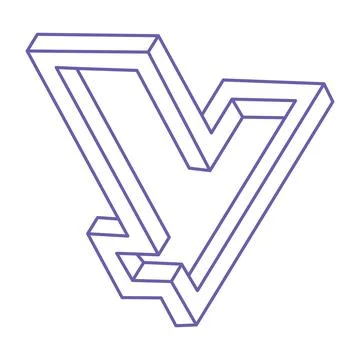 Impossible optical illusion shapes. Logo in trendy 2022 Very Peri color. Optical Stock Illustration