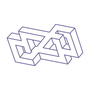 Impossible optical illusion shapes. Logo in trendy 2022 Very Peri color. Optical Stock Illustration