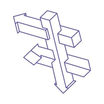 Impossible optical illusion shapes. Logo in trendy 2022 Very Peri color. Optical Ilustração Stock