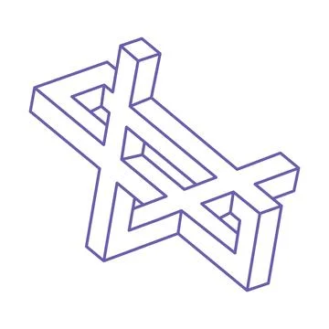 Impossible optical illusion shapes. Logo in trendy 2022 Very Peri color. Optical Stock Illustration