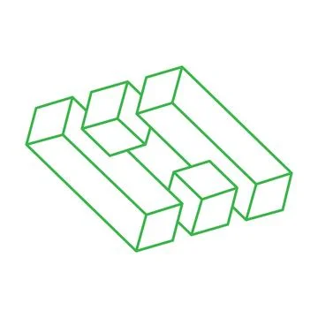 Impossible optical illusion shapes. Logo. Optical art objects. Impossible figure Stock Illustration