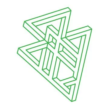 Impossible optical illusion shapes. Logo. Optical art objects. Impossible green イラスト素材