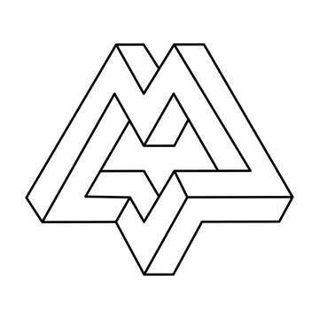 Impossible optical illusion shapes. Op art object. Impossible figures. Line art. Stock Illustration