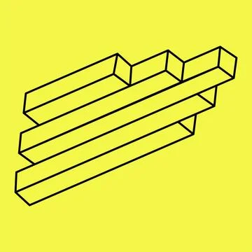 Impossible optical illusion shapes. Op art objects. Impossible figures. Line art Stock Illustration