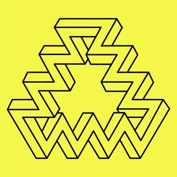 Impossible optical illusion shapes. Op art object. Impossible figures. Line art Stock Illustration