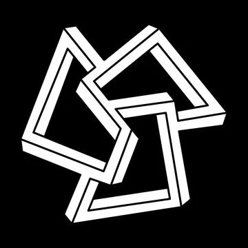 Impossible optical illusion shapes. Op art objects. Sacred geometry. Impossible Stock Illustration