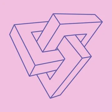 Impossible optical illusion shapes. Optical art objects. Impossible figures. Illustrazione stock