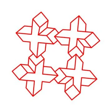 Impossible optical illusion shapes. Optical art object. Impossible figures Stock Illustration