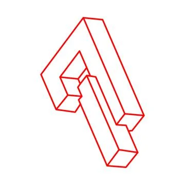 Impossible optical illusion shapes. Optical art objects. Impossible figure. Line Illustrazione stock