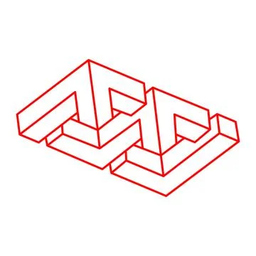 Impossible optical illusion shapes. Optical art objects. Impossible figure. Line Stock Illustration