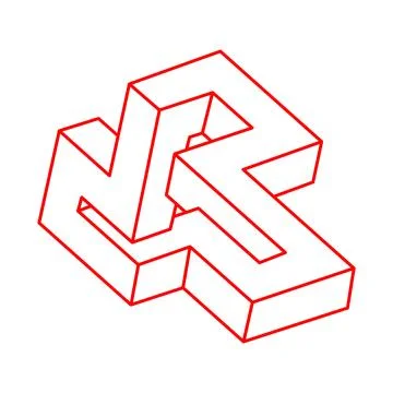 Impossible optical illusion shapes. Optical art objects. Impossible figure. Logo イラスト素材