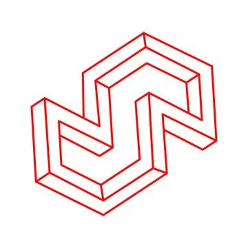 Impossible optical illusion shapes. Optical art objects. Impossible figure. Line Stock Illustration