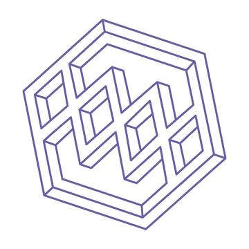 Impossible optical illusion shapes. Optical art objects. Impossible figures イラスト素材