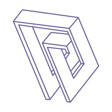 Impossible optical illusion shapes. Optical art object in trendy 2022 Very Peri Stock Illustration