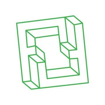 Impossible optical illusion shapes. Optical art objects. Impossible figures Stock Illustration