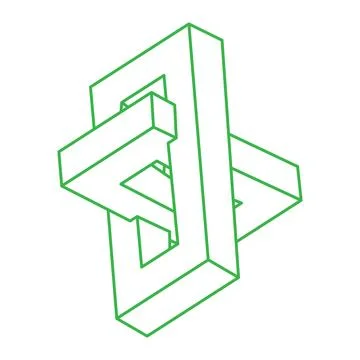 Impossible optical illusion shapes. Optical art objects. Impossible figures Stock Illustration