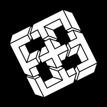 Impossible optical illusion shapes. Optical art object. Impossible figure. Stock Illustration